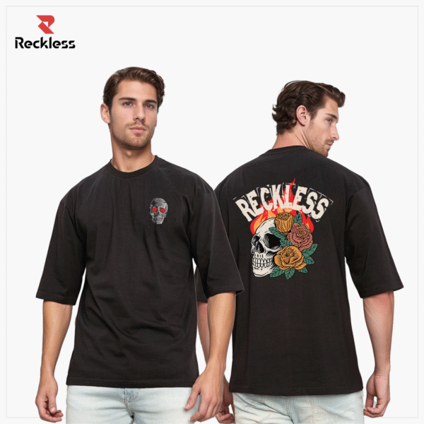 Flame Skull Oversized Tee